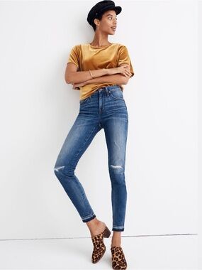 NWOT MADEWELL 9" High-Rise Skinny Jean Rip and Repair Edition